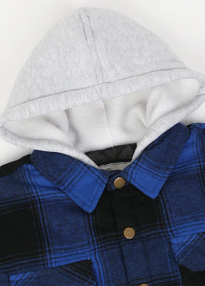 Kids Boys and Girls Quilted Lined Hooded Flannel Shirt Jacket,Snap Button