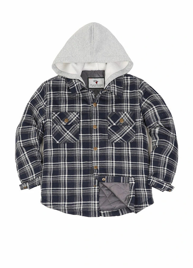 Kids Quilted Lined Hooded Flannel Shirt Jacket,Snap Button Kids Quilted Lined Hooded Flannel Shirt Jacket,Snap Button
