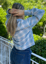 Women's Breathable Flannel Cropped Plaid Shirt