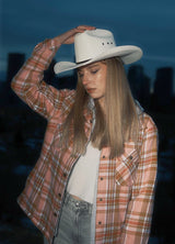 Women's Full Zip Up Quilted Lined Flannel Jacket,Snap Button Closure