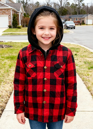 Kid's Full Zip Quilted Lined Flannel Jacket, Gender-neutral