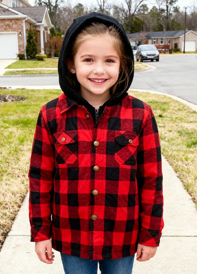 Kid's Full Zip Quilted Lined Flannel Jacket, Gender-neutral