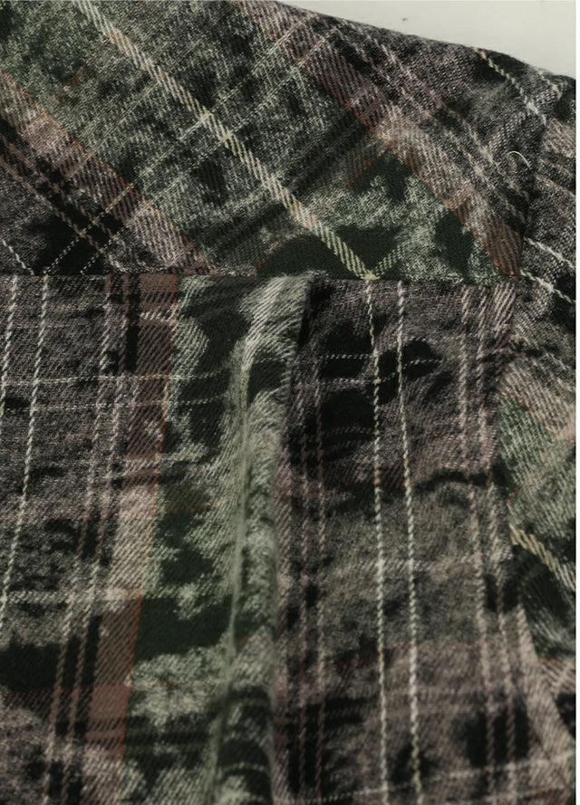 Timetrails Men's Acid Washed Plaid Flannel Shirt