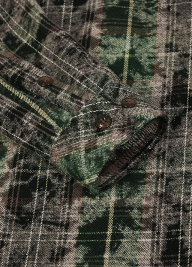 Timetrails Men's Acid Washed Plaid Flannel Shirt