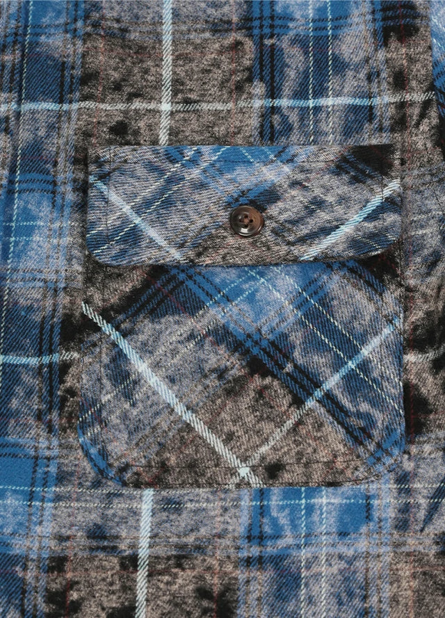 Timetrails Men's Acid Washed Plaid Flannel Shirt