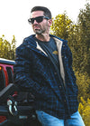 Men's Sherpa Lined Water Repellent Flannel Jacket with Hood,100% Cotton
