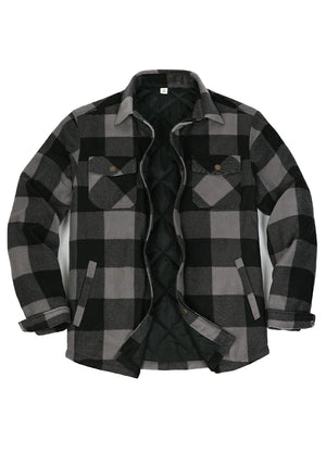 Men's Quilted Lined Snap Button Shirt Jacket