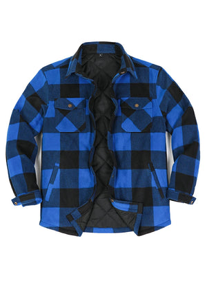 Men's Quilted Lined Snap Button Shirt Jacket