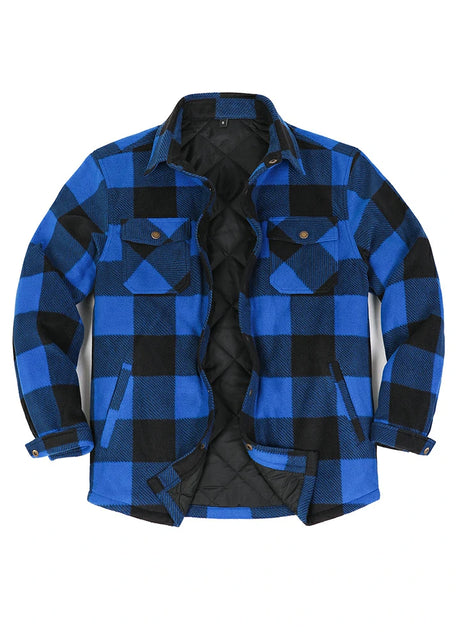 Men's Quilted Lined Snap Button Shirt Jacket