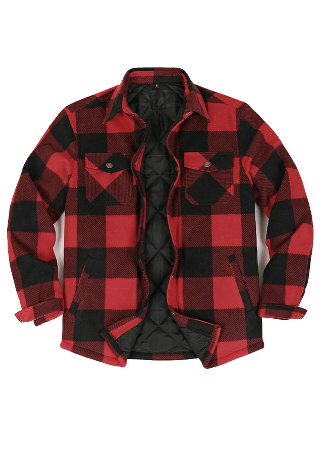 Men's Quilted Lined Snap Button Shirt Jacket