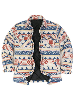 Men's Quilted Lined Snap Button Shirt Jacket