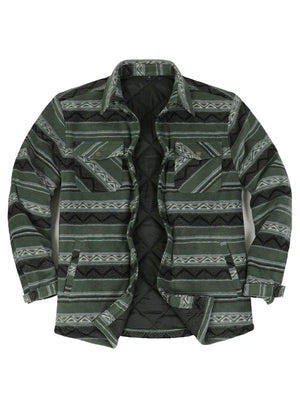 Men's Quilted Lined Snap Button Shirt Jacket