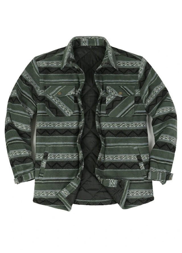 Men's Quilted Lined Snap Button Shirt Jacket