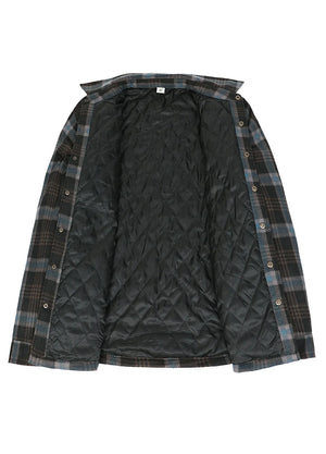 Men's Quilted Lined Snap Button Shirt Jacket