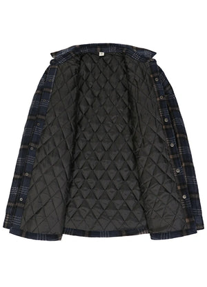 Men's Quilted Lined Snap Button Shirt Jacket