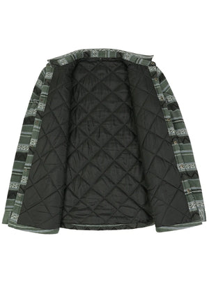 Men's Quilted Lined Snap Button Shirt Jacket