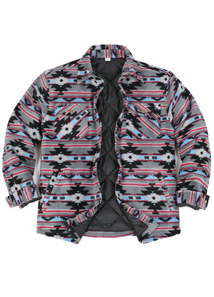 Men's Quilted Lined Snap Button Shirt Jacket