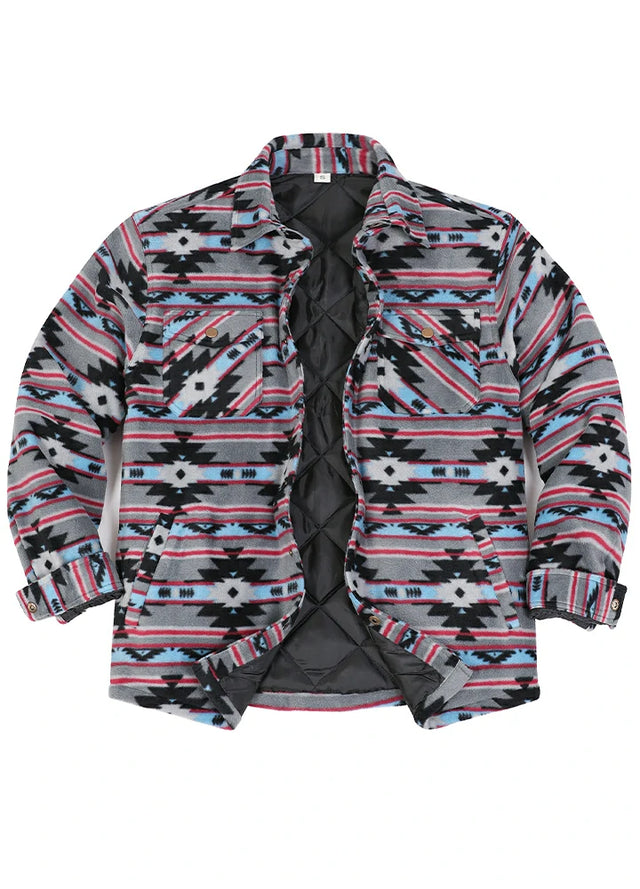 Men's Quilted Lined Snap Button Shirt Jacket