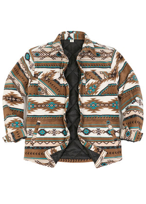 Men's Quilted Lined Snap Button Shirt Jacket