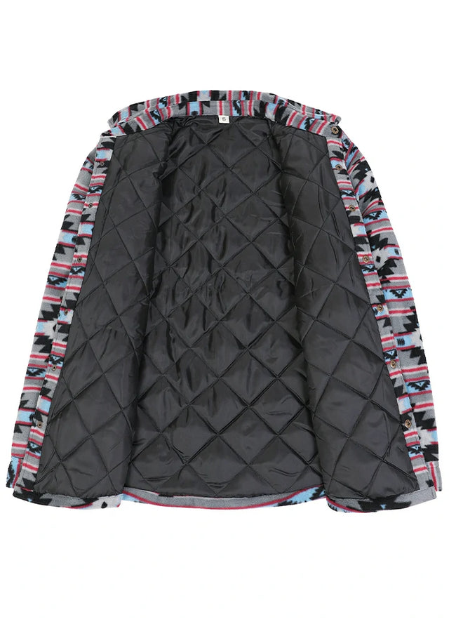 Men's Quilted Lined Snap Button Shirt Jacket