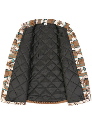 Men's Quilted Lined Snap Button Shirt Jacket