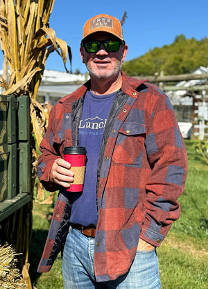 Men's Quilted Lined Snap Button Shirt Jacket