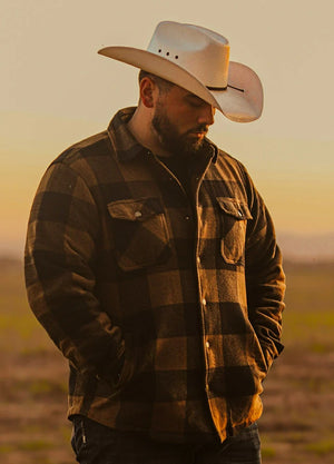 Men's Quilted Lined Snap Button Shirt Jacket