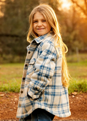 Kids Warm Quilted Lined Snap Button Shirt Jacket