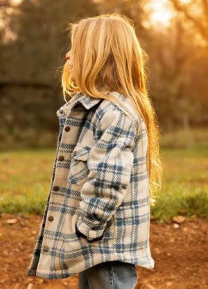 Kids Warm Quilted Lined Snap Button Shirt Jacket