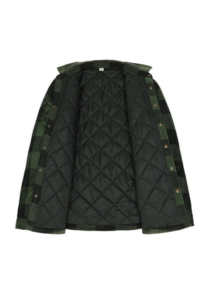Kids Warm Quilted Lined Snap Button Shirt Jacket