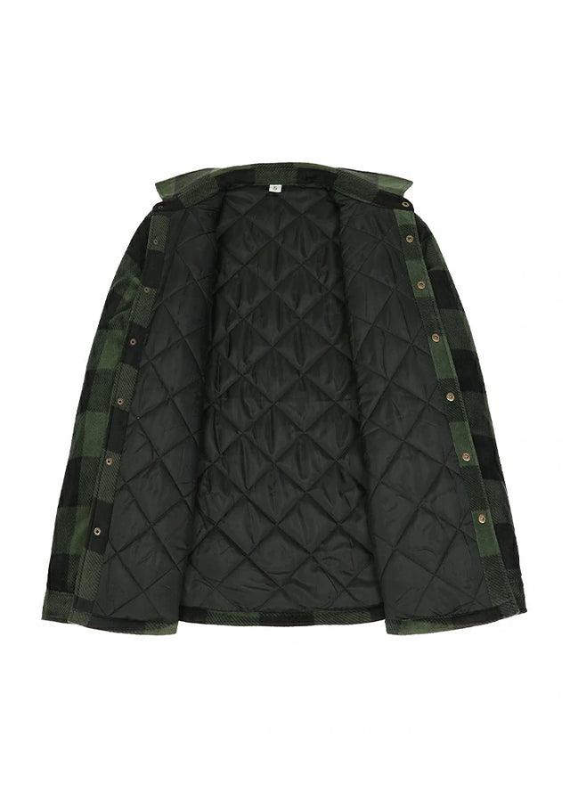 Kids Warm Quilted Lined Snap Button Shirt Jacket