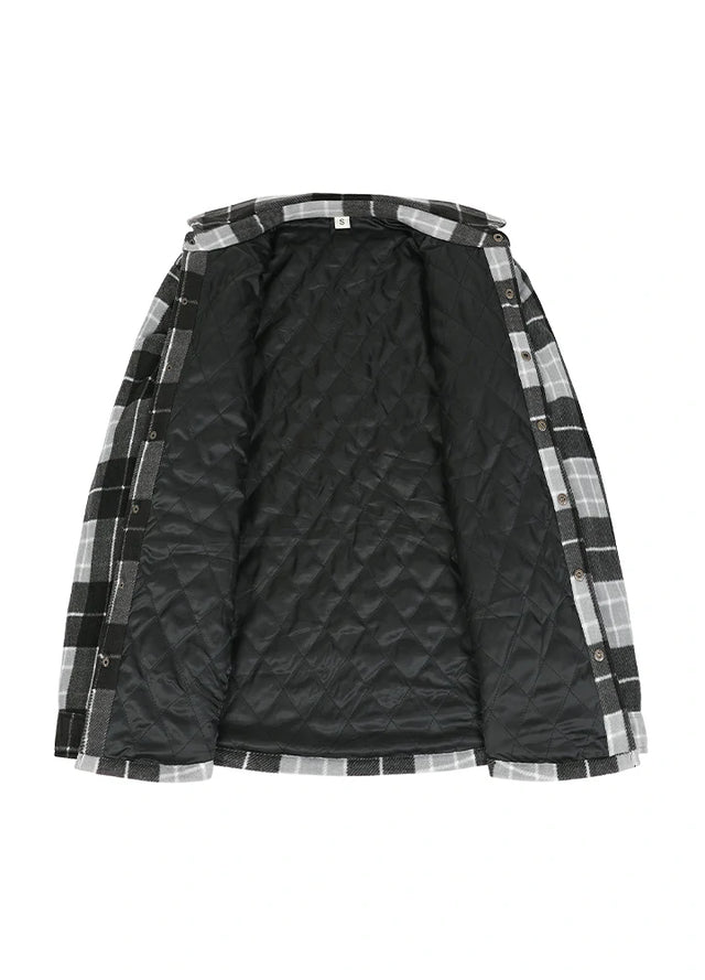 Kids Warm Quilted Lined Snap Button Shirt Jacket