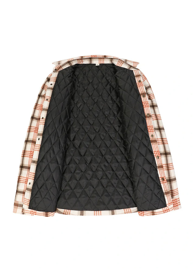 Kids Warm Quilted Lined Snap Button Shirt Jacket
