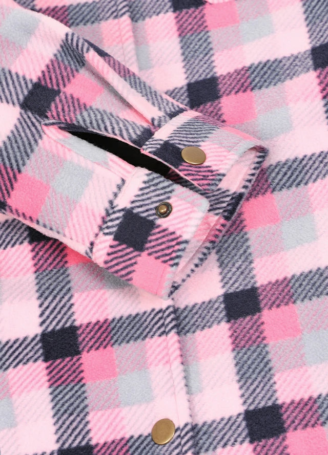 Women's Quilted Lined Snap Button Shirt Jacket