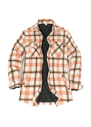 Women's Quilted Lined Snap Button Shirt Jacket