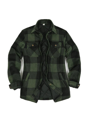 Women's Quilted Lined Snap Button Shirt Jacket