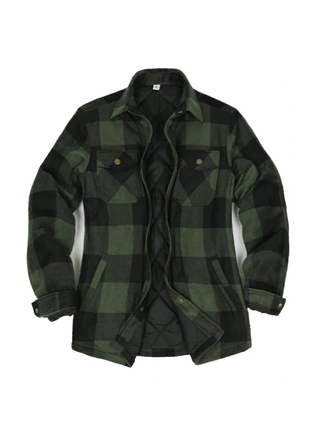 Women's Quilted Lined Snap Button Shirt Jacket