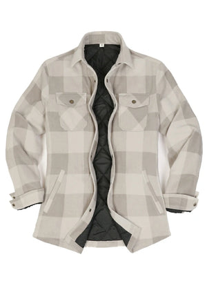 Women's Quilted Lined Snap Button Shirt Jacket