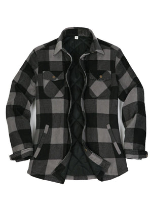Women's Quilted Lined Snap Button Shirt Jacket