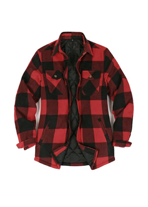 Women's Quilted Lined Snap Button Shirt Jacket