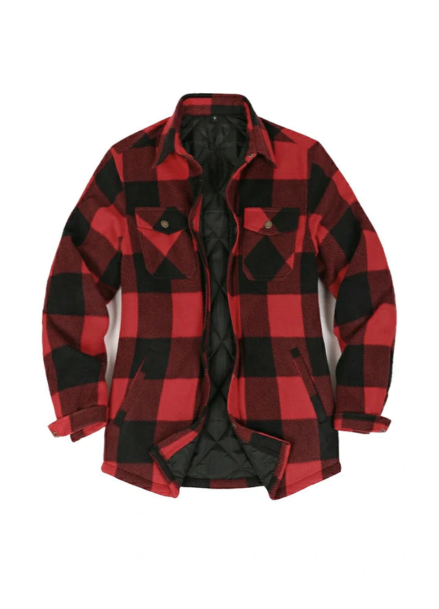 Women's Quilted Lined Snap Button Shirt Jacket