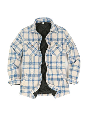 Women's Quilted Lined Snap Button Shirt Jacket