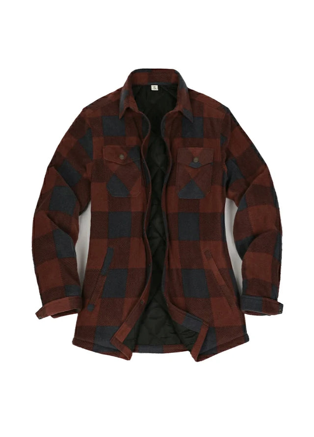 Women's Quilted Lined Snap Button Shirt Jacket