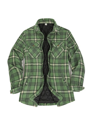 Women's Quilted Lined Snap Button Shirt Jacket