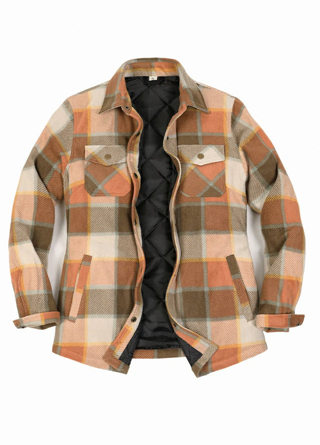 Women's Quilted Lined Snap Button Shirt Jacket