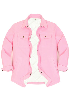 Women's Quilted Lined Snap Button Shirt Jacket