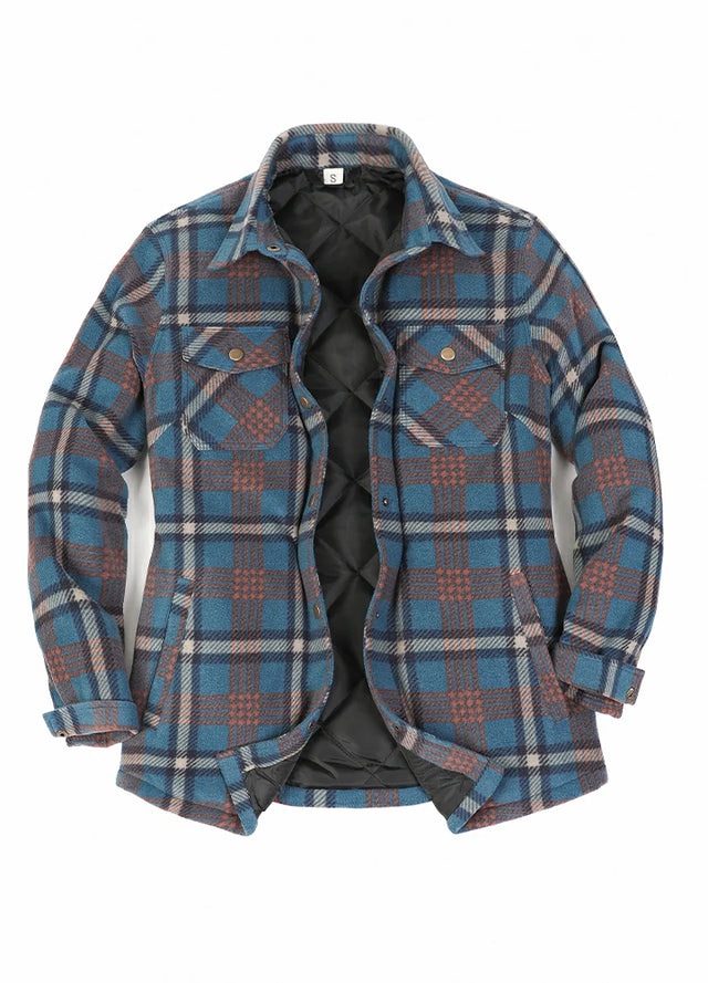 Women's Quilted Lined Snap Button Shirt Jacket