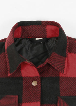 Women's Quilted Lined Snap Button Shirt Jacket