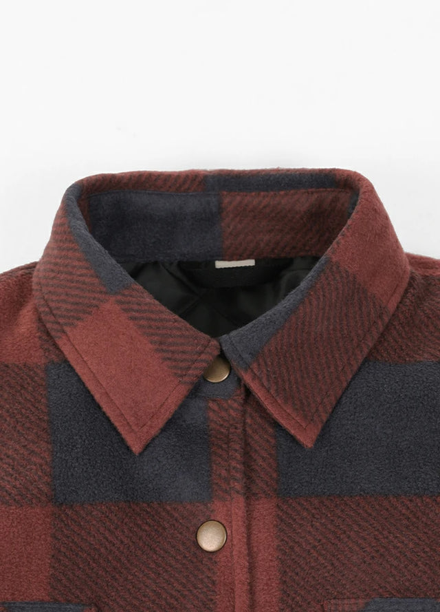 Women's Quilted Lined Snap Button Shirt Jacket
