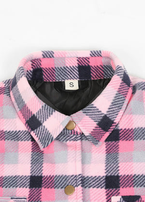 Women's Quilted Lined Snap Button Shirt Jacket